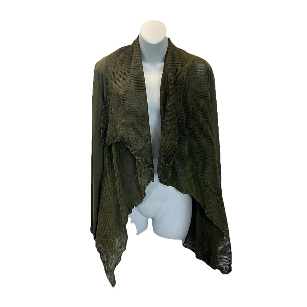 ARTICO Italy topper jacket Cardigan Green waterfall‎ statement size 46 US LG